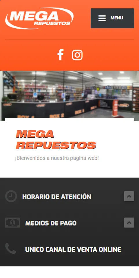 Captura mobile del proyecto Mega Repuestos